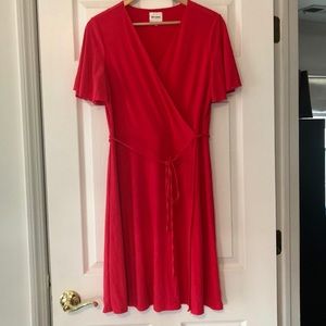 NWOT Ashley Graham Red Dress Flutter Sleeves